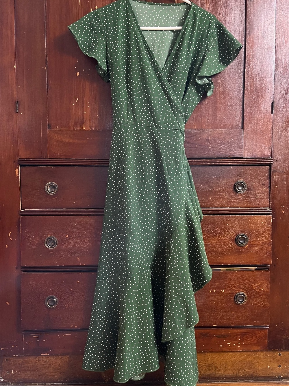 Green Polka Dot Wrap Dress